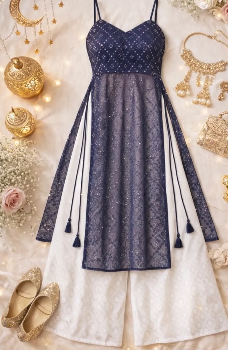Navy blue Indo-wester