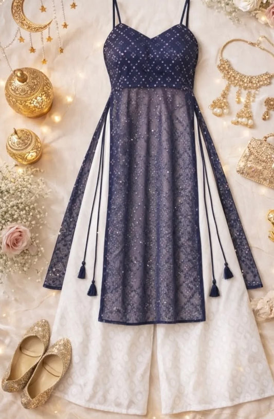 Navy blue Indo-wester